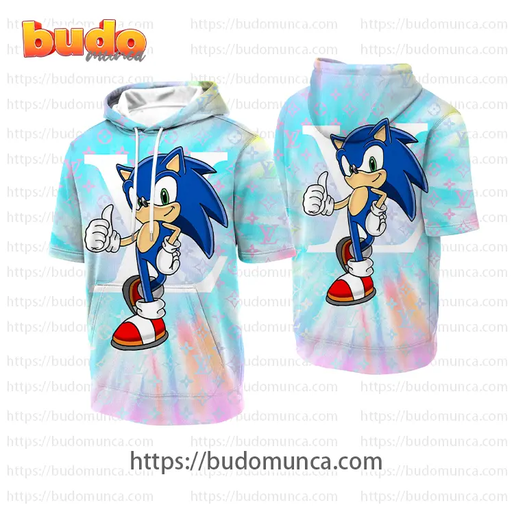 Louisvuitton and sonic the hedgehog classic good hooded short sleeve t-shirt gift uninque for kid man women